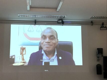 Video conference with Justice Sylvain Oré (President of the African Court on Human and Peoples’ Rights) as part of the FAU Human Rights Talks of summer term 2019
