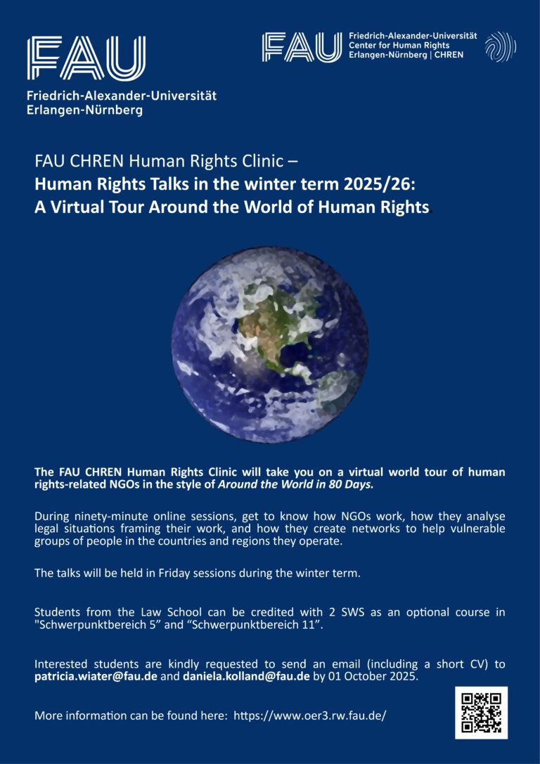 Human Rights Talks in the Winter Term 2025/26: A Virtual Tour Around the World of Human Rights